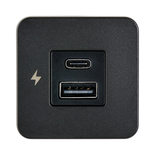 TILE USB-A / USB-C LATURI 12/24V, MUSTA