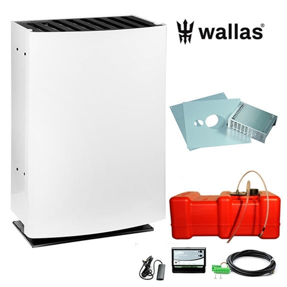 Mökkilämmitin Wallas 40CC seinänläpiasennus kauko-ohjauksella (valkoinen)