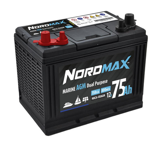 Nordmax Marine-käynnistysakku AGM 12V 75Ah