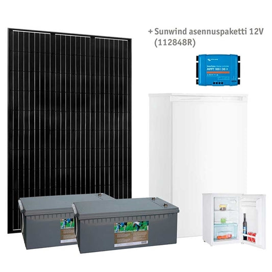 Sunwind aurinkoenergiapaketti Cool 12V, sisältää jääkaapin